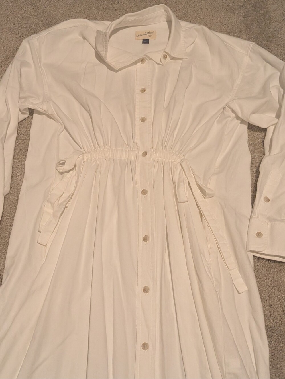 Universal Thread Long Sleeve Cinch Waist Maxi White Shirtdress S - Picture 3 of 13